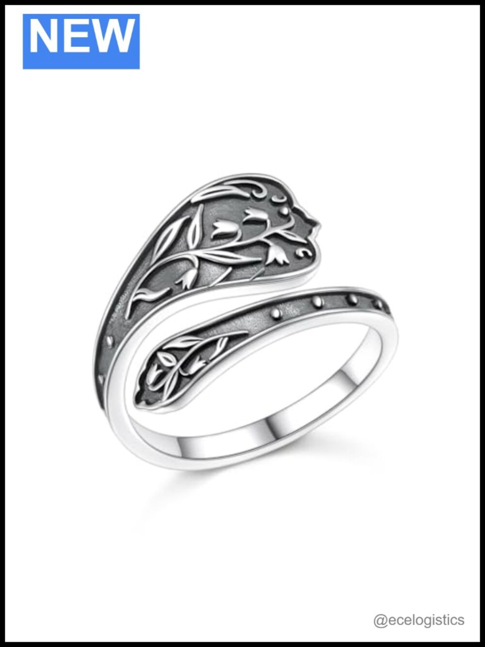 Adjustable Spoon Ring 925 Sterling Silver Lily of the Valley Open Ring